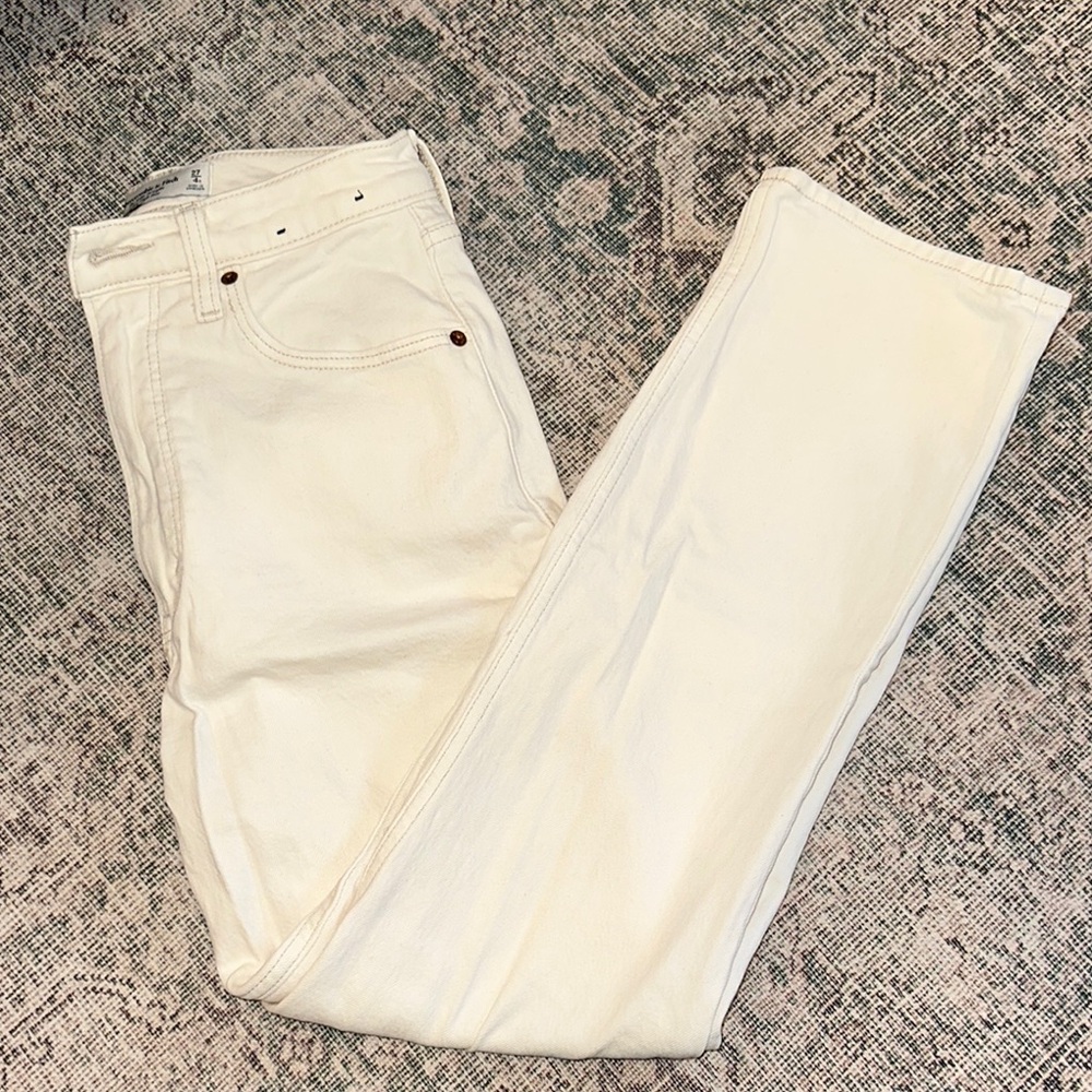 Abercrombie & Fitch Cream Straight Leg Jeans
